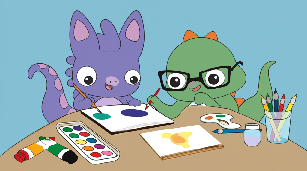 Lulu Spark drawing with Benny Brush
